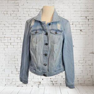 Vintage Dollhouse Distressed Blue Jean Jacket Stone Washed